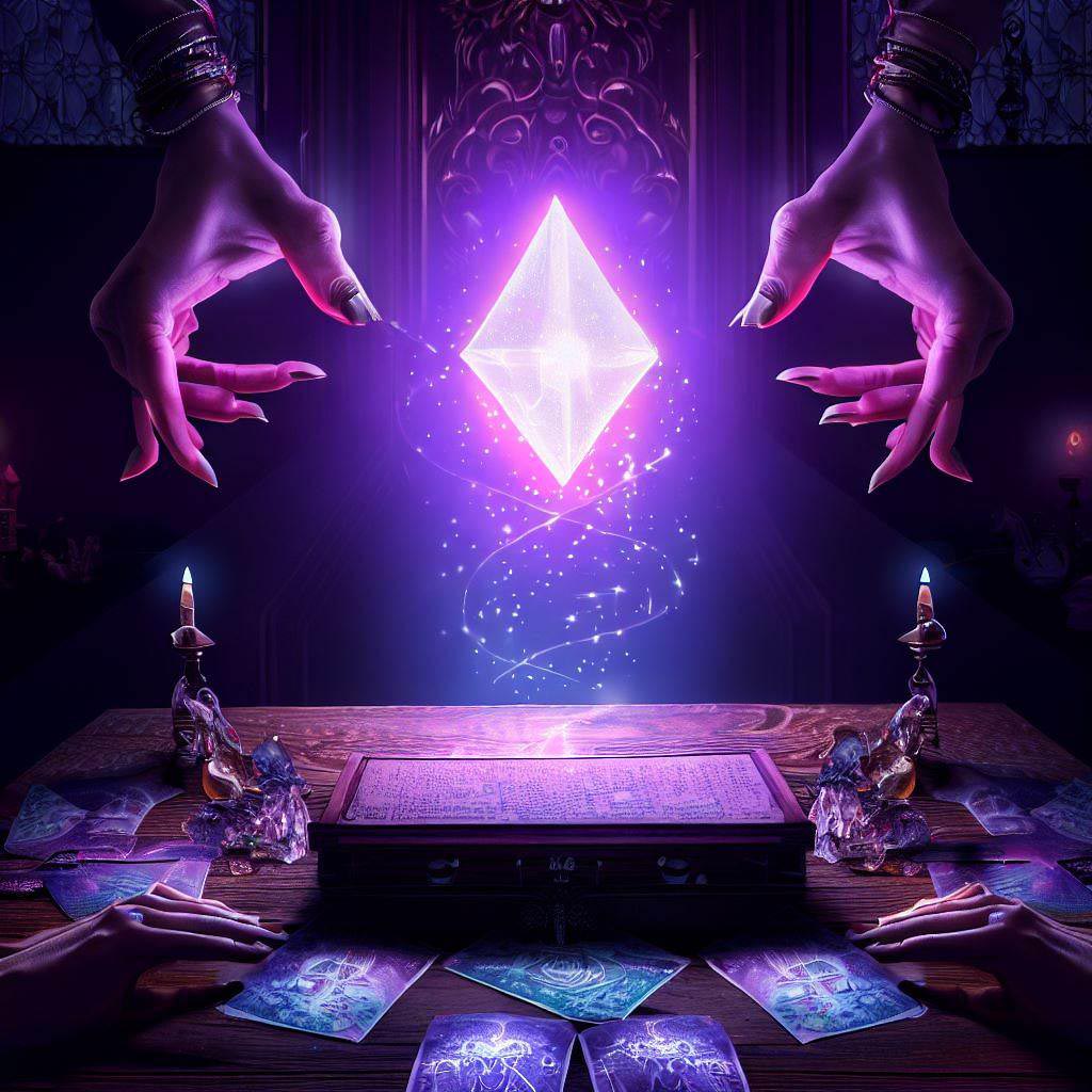 magic hands over tarot cards